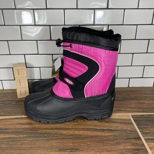 Smiths Girls Pink Black Thermolite Round Toe Mid Calf Snow Boots Size 6